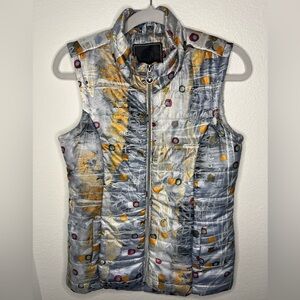 🎨 Dolcezza Abstract Art Quilted Zip Vest | Size S | Style 72820
